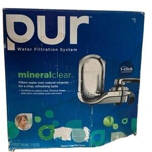 PUR Mineral Clear Faucet Mount Water Filter System Silver Chrome Open Box